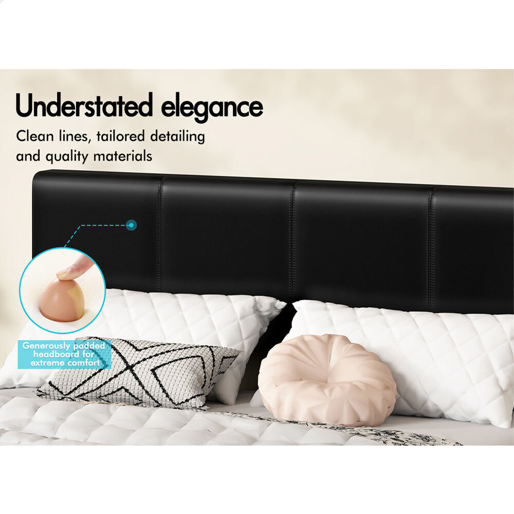 ALFORDSON Bed Frame King Gas Lift Storage Adjustable Headboard Black LURIA