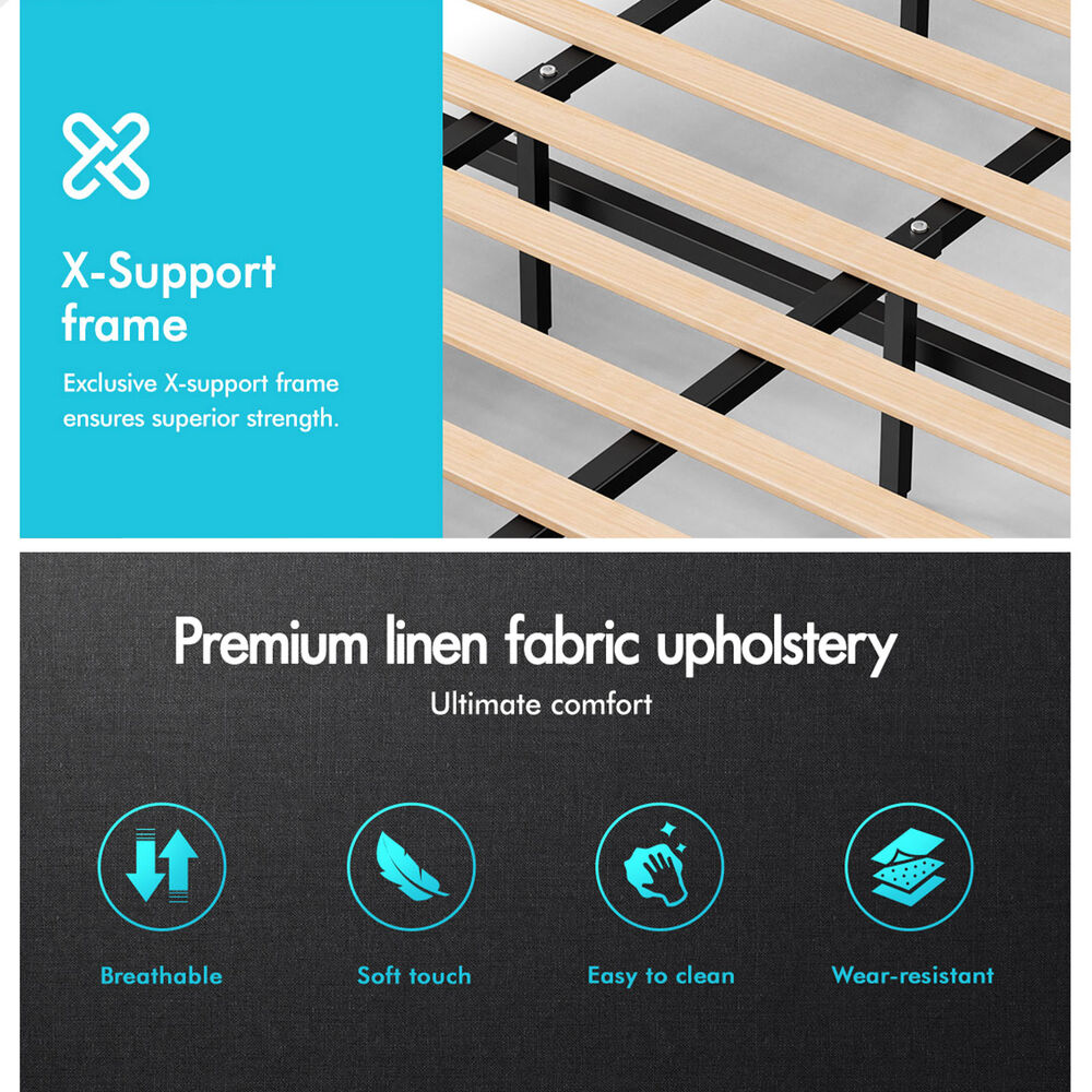 ALFORDSON Bed Frame King Gas Lift Storage Adjustable Headboard Charcoal LURIA