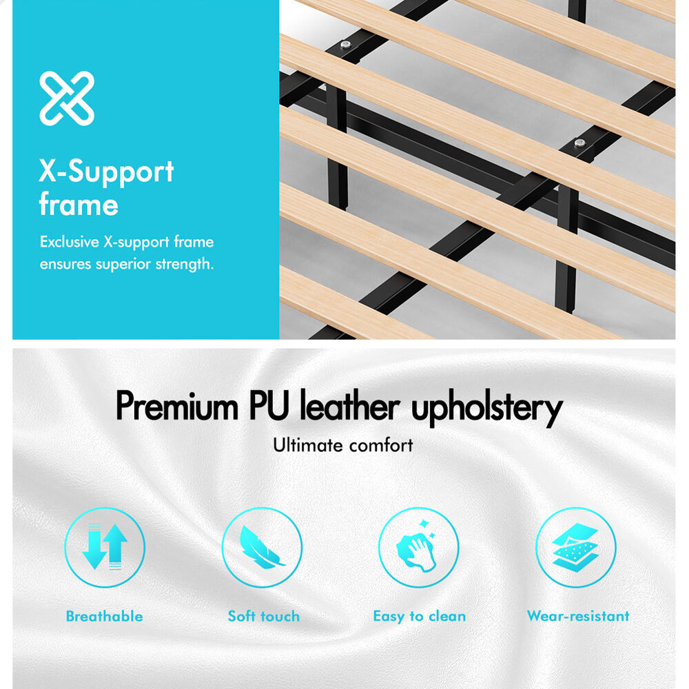 ALFORDSON Bed Frame King Gas Lift Storage Adjustable Headboard White LURIA