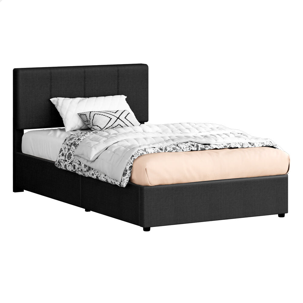 ALFORDSON Bed Frame King Single Gas Lift Storage Adjustable Headboard LURIA