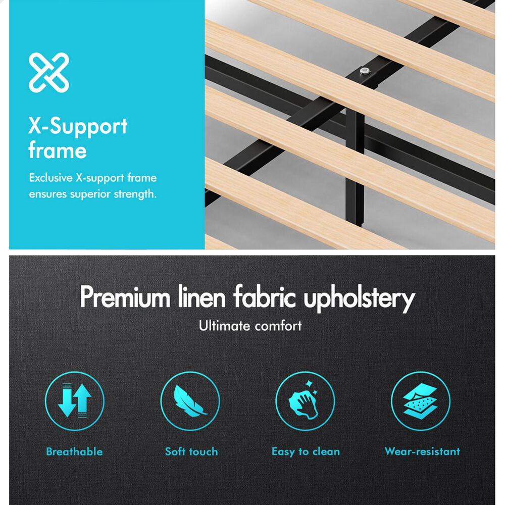 ALFORDSON Bed Frame King Single Gas Lift Storage Adjustable Headboard LURIA