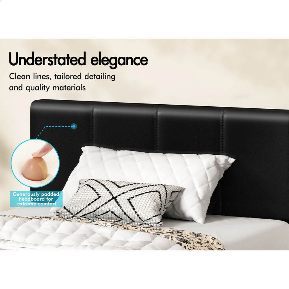 ALFORDSON Bed Frame Single Gas Lift Storage Adjustable Headboard Black LURIA