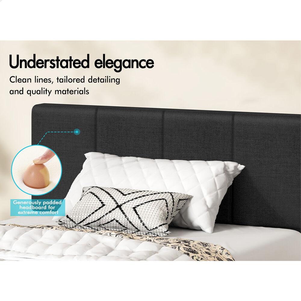 ALFORDSON Bed Frame Single Gas Lift Storage Adjustable Headboard Charcoal LURIA