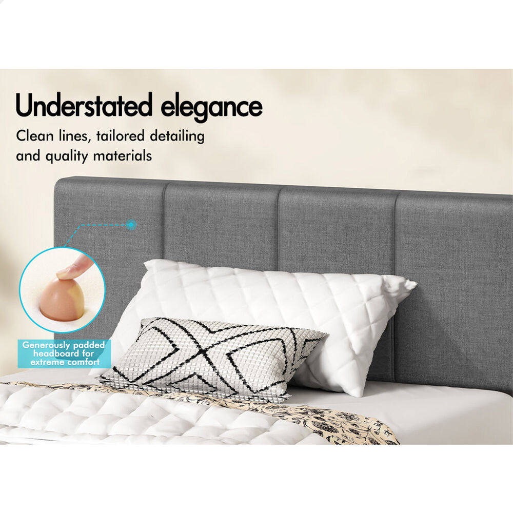 ALFORDSON Bed Frame Single Gas Lift Storage Adjustable Headboard Grey LURIA