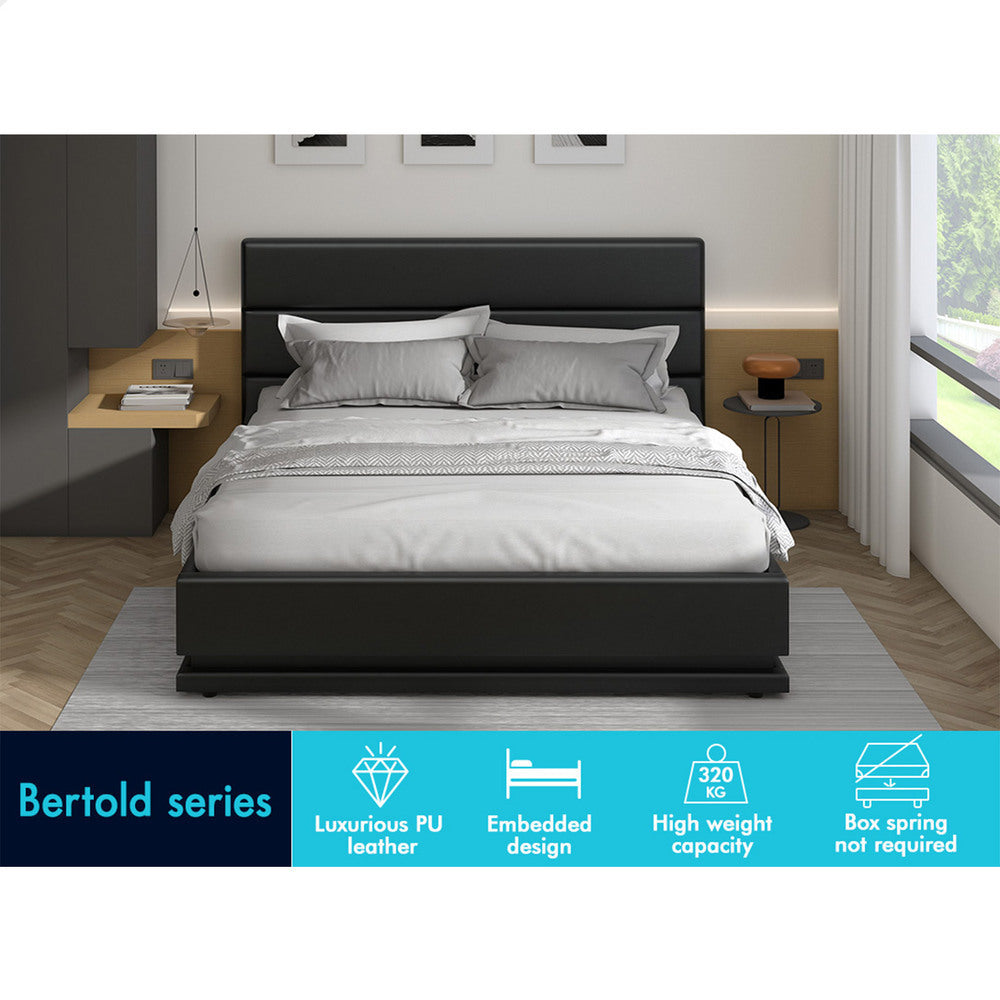 ALFORDSON Bed Frame Queen Size Platform RGB LED Gas Lift Base Storage Black