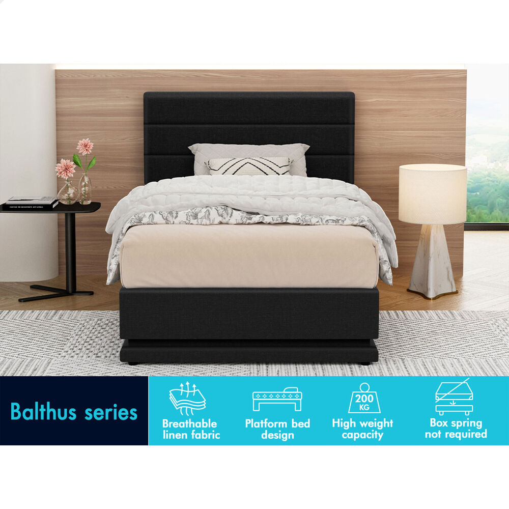 ALFORDSON Bed Frame King Single Platform RGB LED Gas Lift Storage Base Charcoal