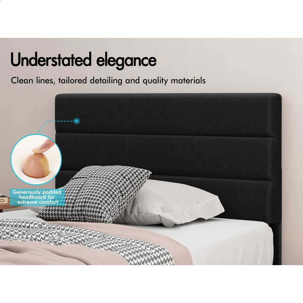 ALFORDSON Bed Frame King Single Platform RGB LED Gas Lift Storage Base Charcoal