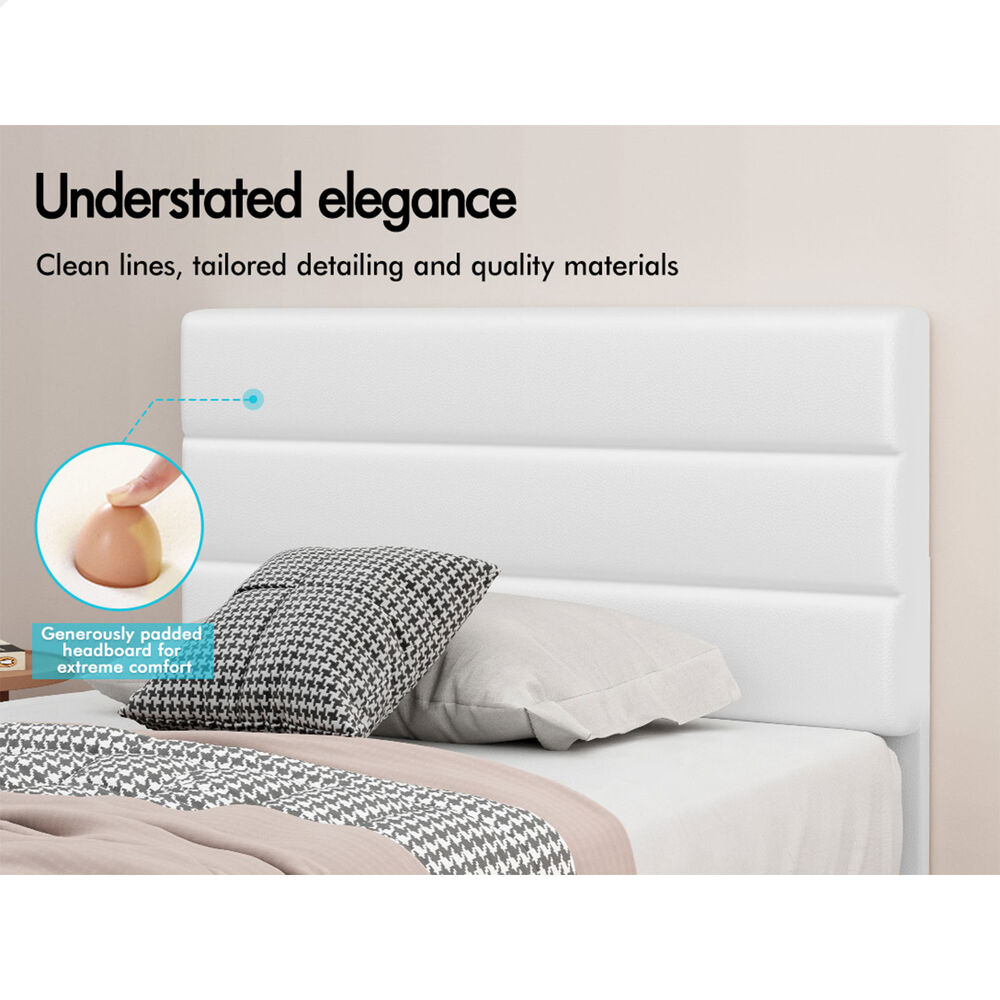ALFORDSON Bed Frame King Single Platform RGB LED Gas Lift Base Storage White