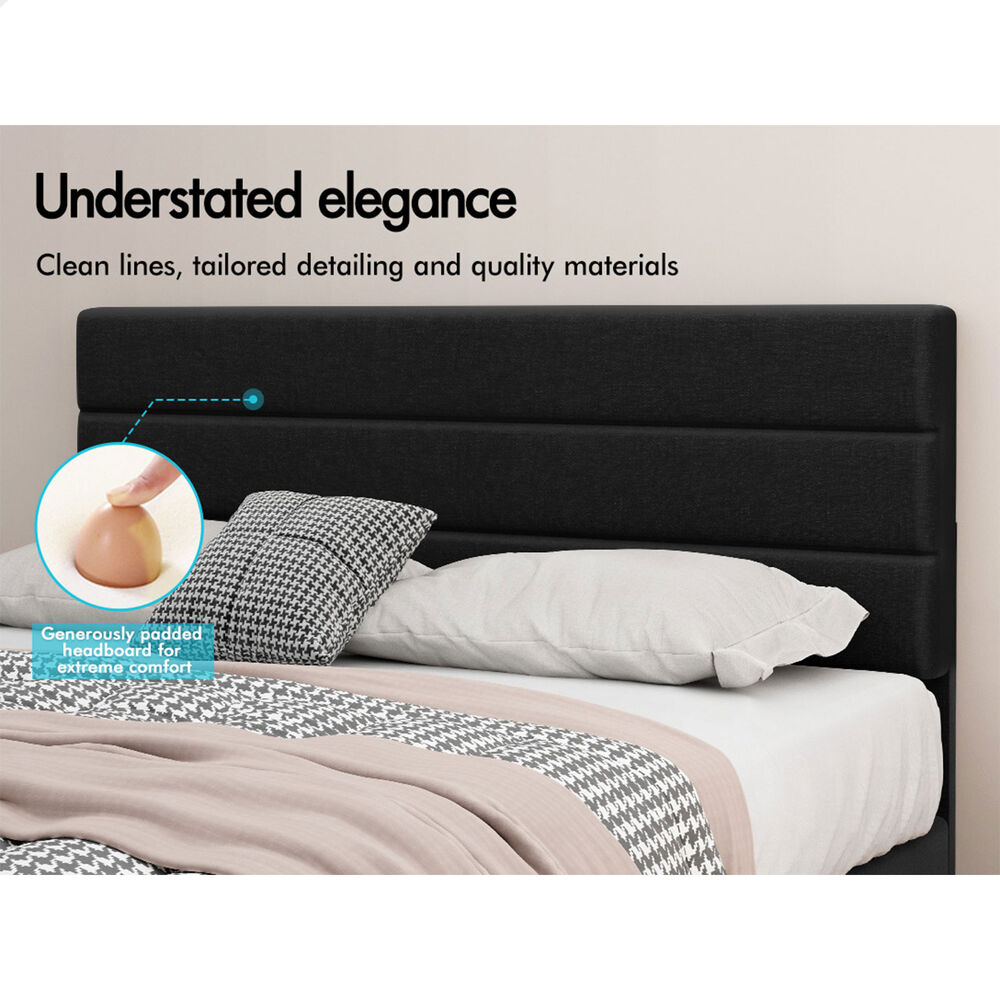 ALFORDSON Bed Frame Queen Size Platform RGB LED Gas Lift Storage Base Charcoal