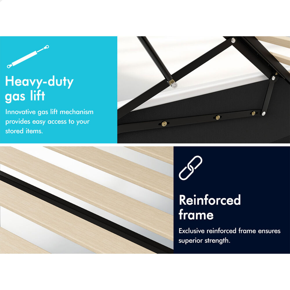 ALFORDSON Bed Frame Single Size Platform RGB LED Gas Lift Base Storage White