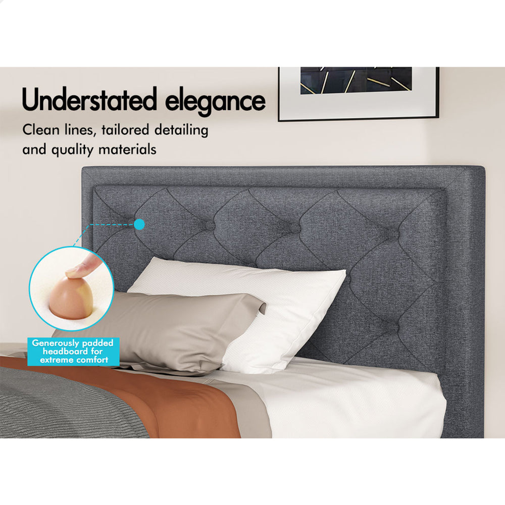 ALFORDSON Bed Frame King Single Gas Lift Storage Mattress Base Fabric Grey
