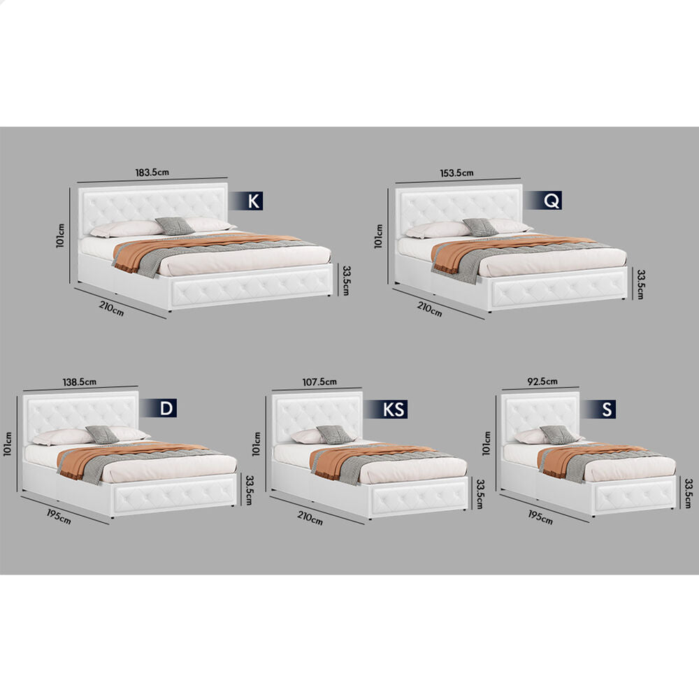 ALFORDSON Bed Frame King Size Gas Lift Storage Mattress Base Leather DIANA