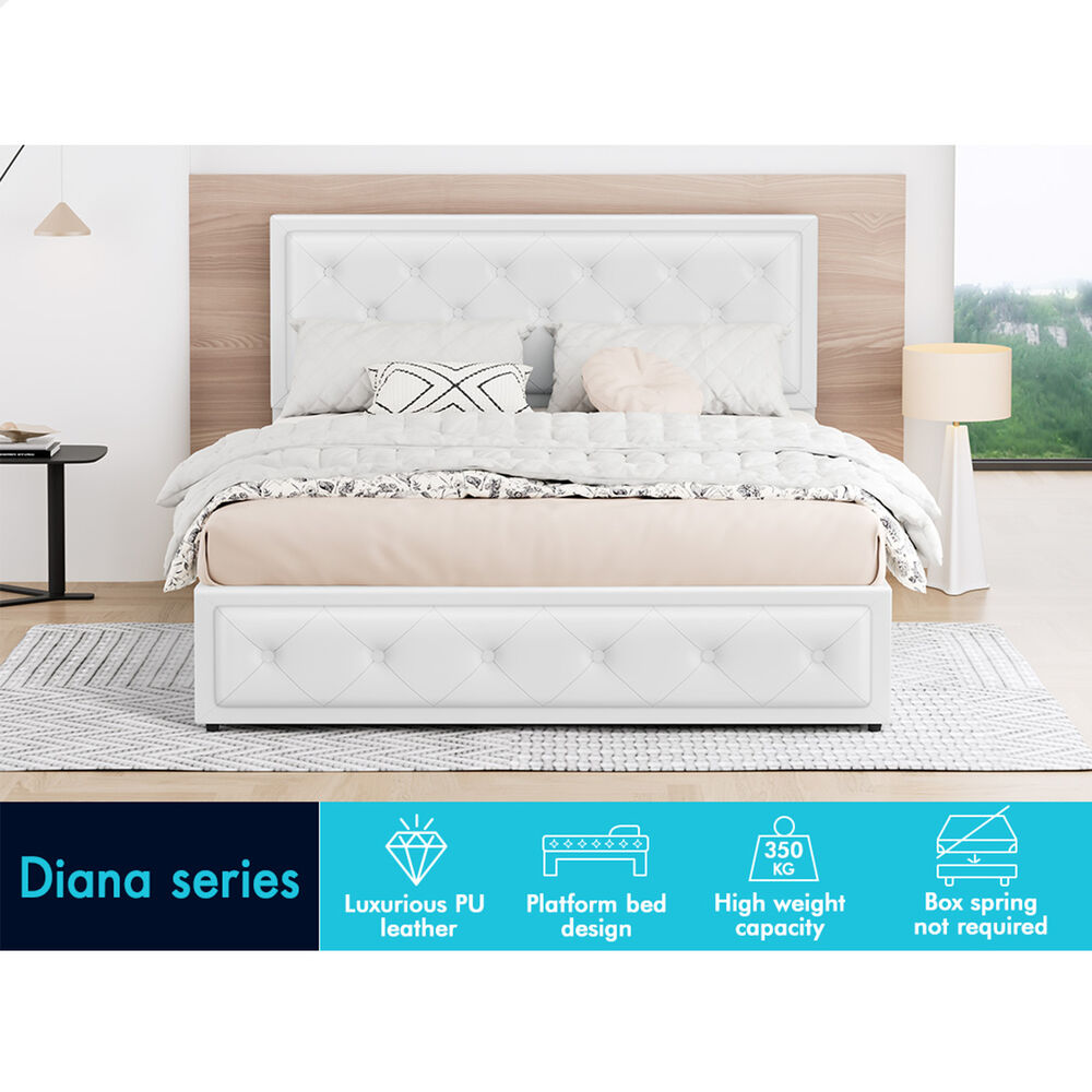 ALFORDSON Bed Frame King Size Gas Lift Storage Mattress Base Leather DIANA