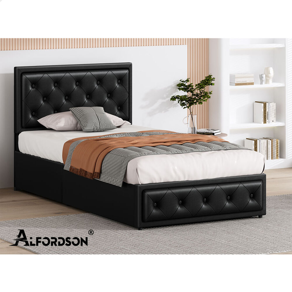 ALFORDSON Bed Frame King Single Gas Lift Storage Mattress Base Leather DIANA