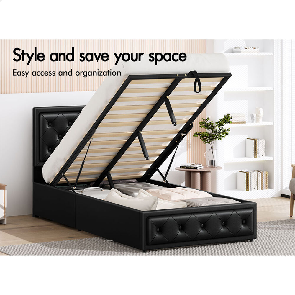ALFORDSON Bed Frame King Single Gas Lift Storage Mattress Base Leather DIANA