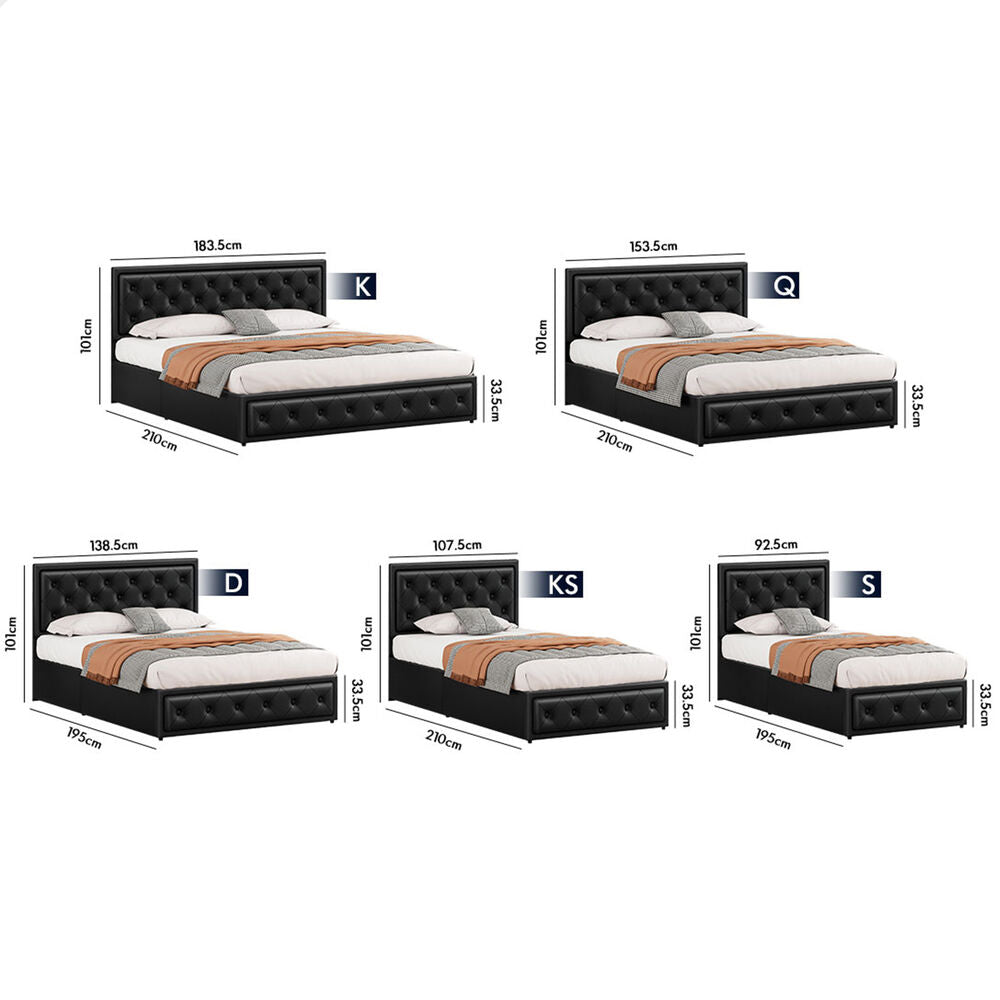 ALFORDSON Bed Frame King Single Gas Lift Storage Mattress Base Leather DIANA