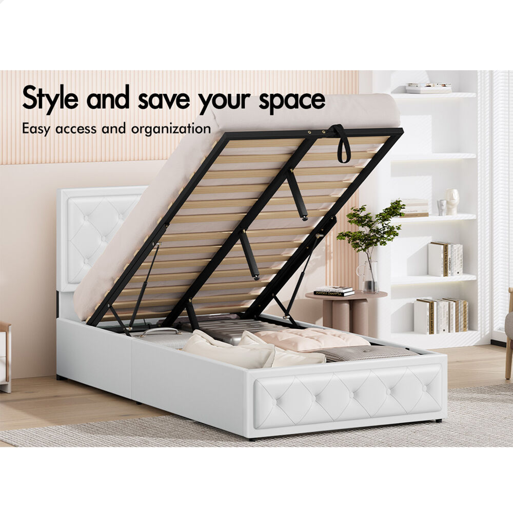 ALFORDSON Bed Frame King Single Gas Lift Storage Mattress Base Leather DIANA