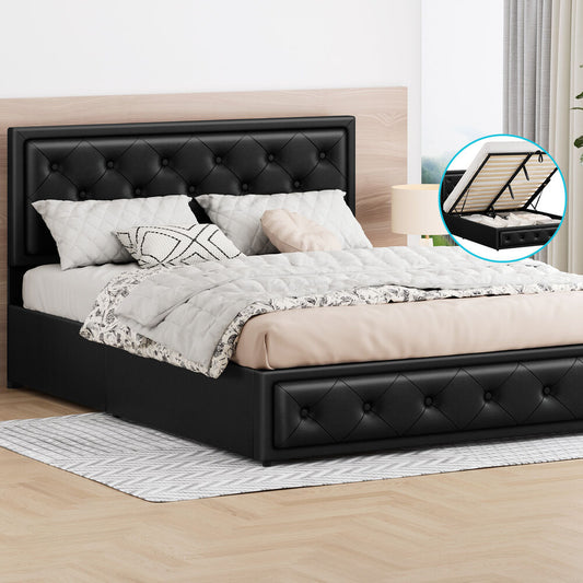 ALFORDSON Bed Frame Queen Size Gas Lift Storage Mattress Base Leather DIANA