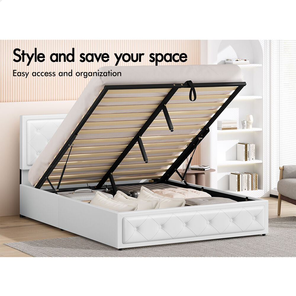 ALFORDSON Bed Frame Queen Size Gas Lift Storage Mattress Base Leather DIANA