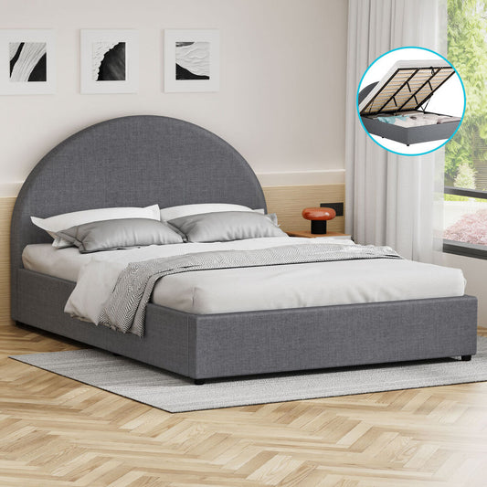 ALFORDSON Bed Frame King Size Gas Lift Base With Storage Grey Fabric HOWELL