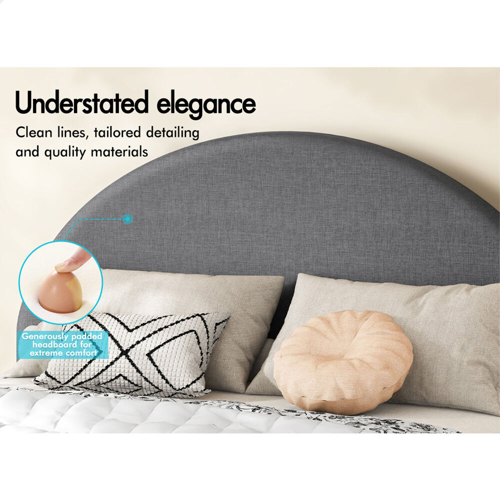 ALFORDSON Bed Frame Double Size Arched Base Gas Lift Storage Fabric Grey Hoult