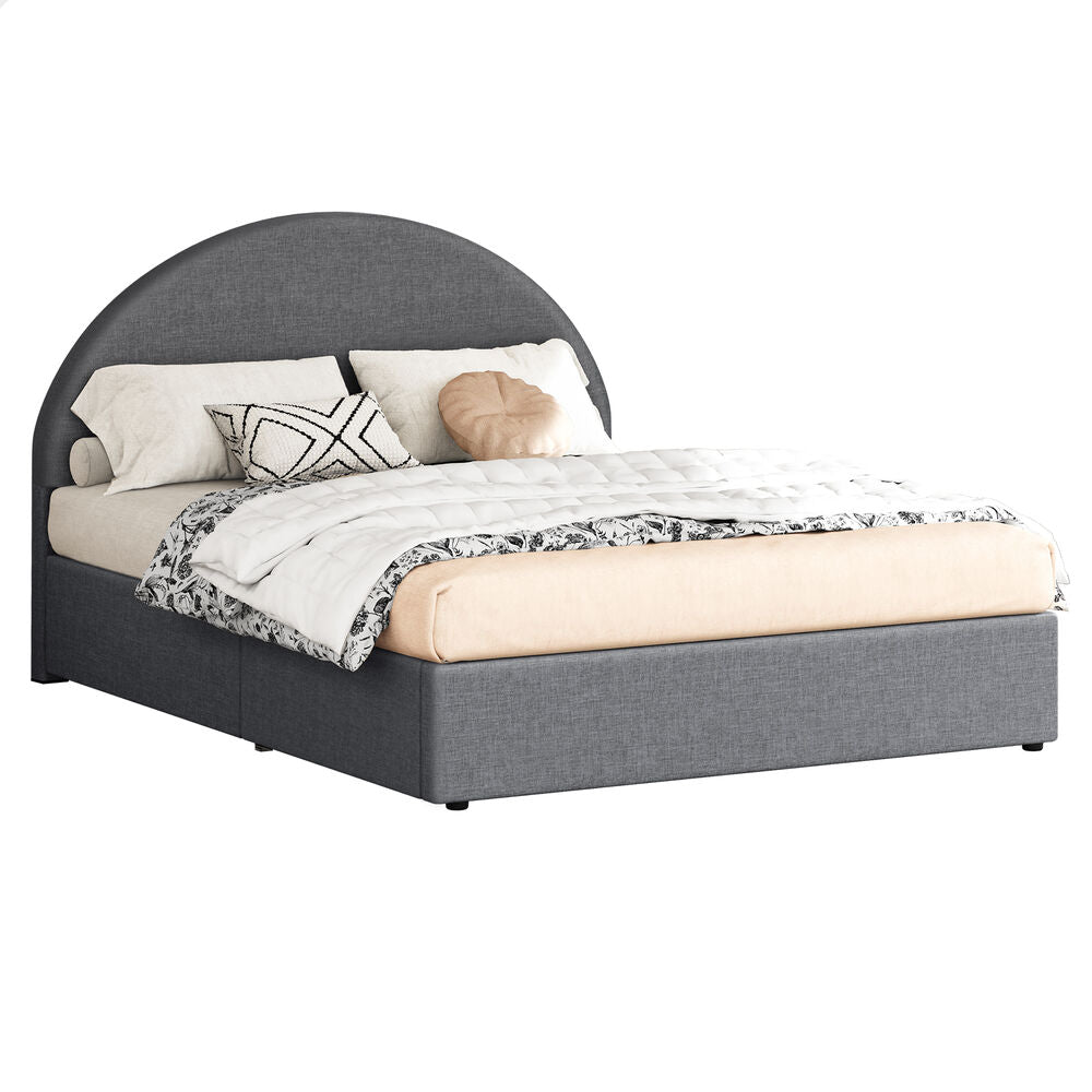 ALFORDSON Bed Frame King Size Arched Base Gas Lift Storage Fabric Grey Hoult
