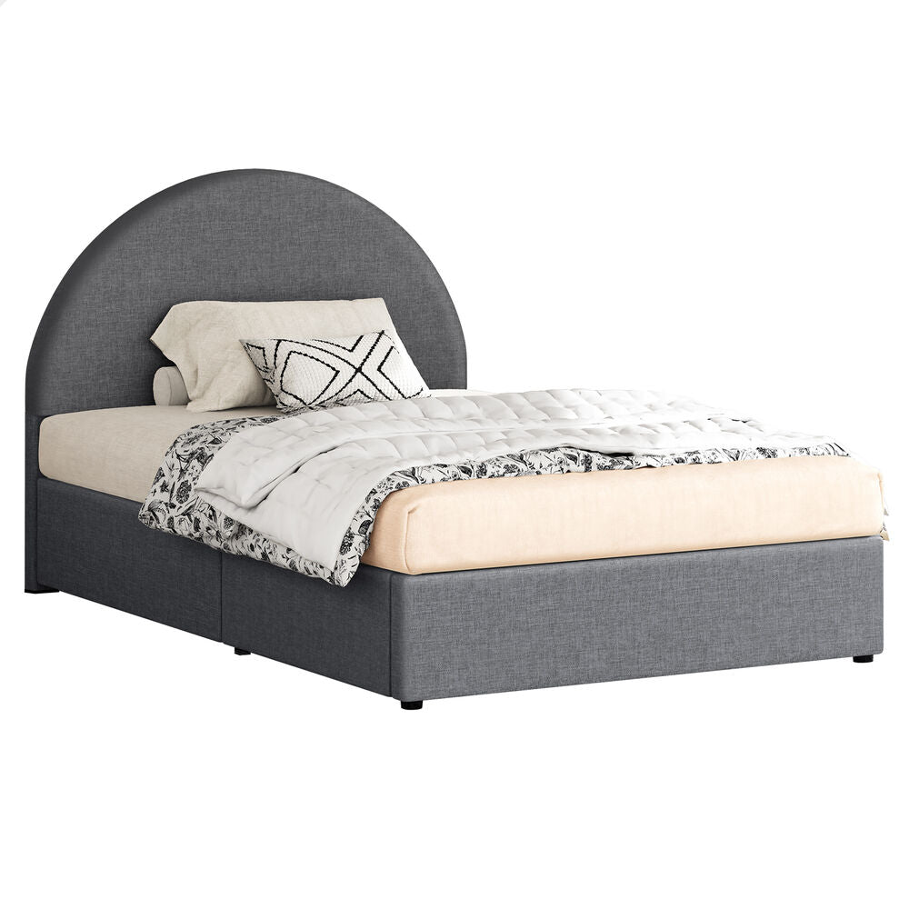 ALFORDSON Bed Frame King Single Arched Base Gas Lift Storage Fabric Grey Hoult