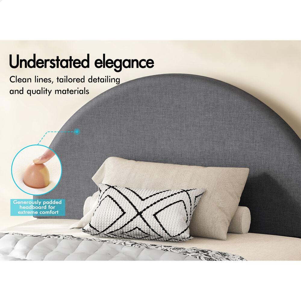 ALFORDSON Bed Frame King Single Arched Base Gas Lift Storage Fabric Grey Hoult