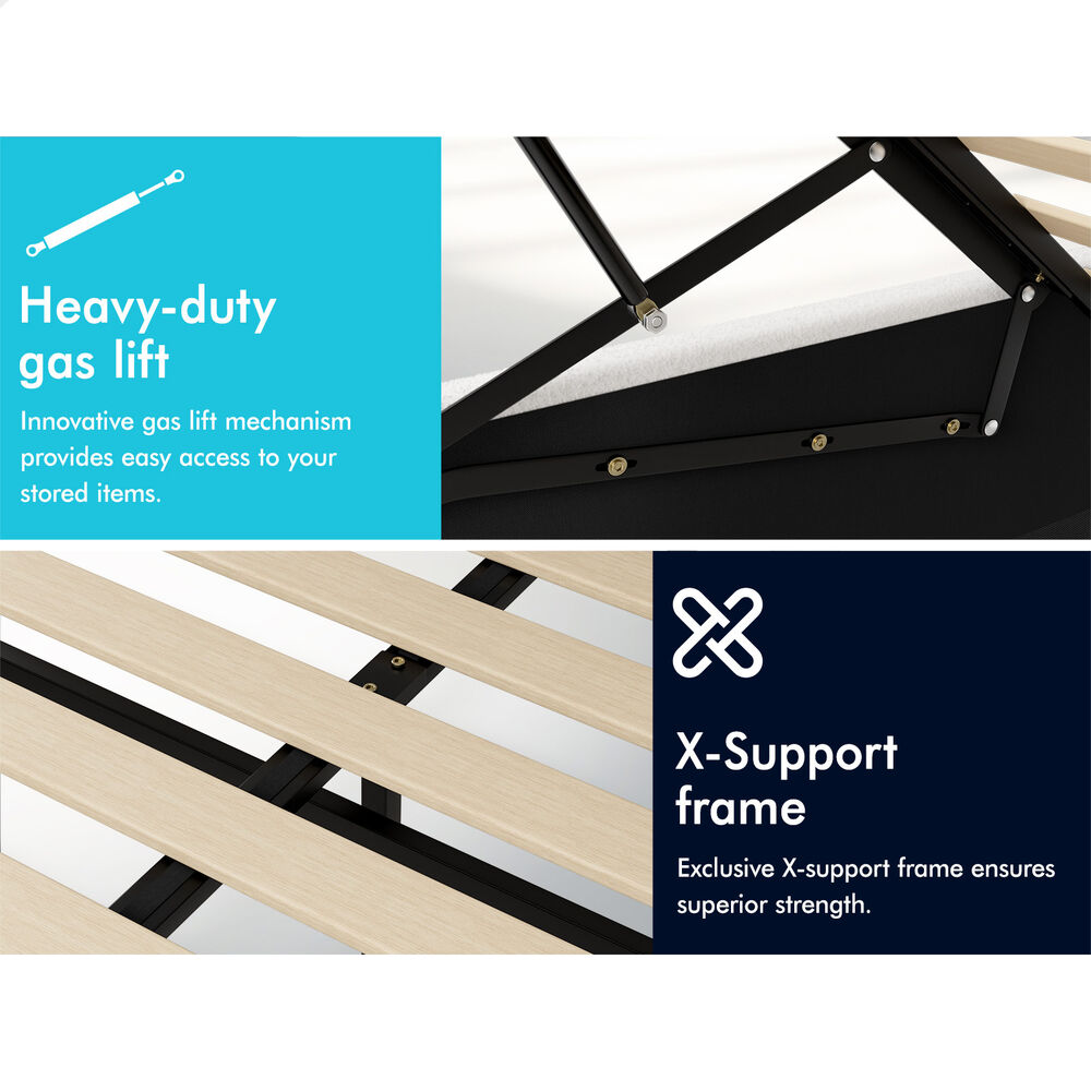 ALFORDSON Bed Frame King Size Gas Lift Storage Base Wooden Boucle MUTIS