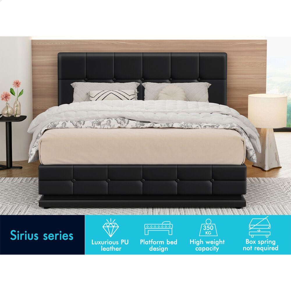 ALFORDSON Bed Frame King Size Platform RGB LED Gas Lift Base Storage Black