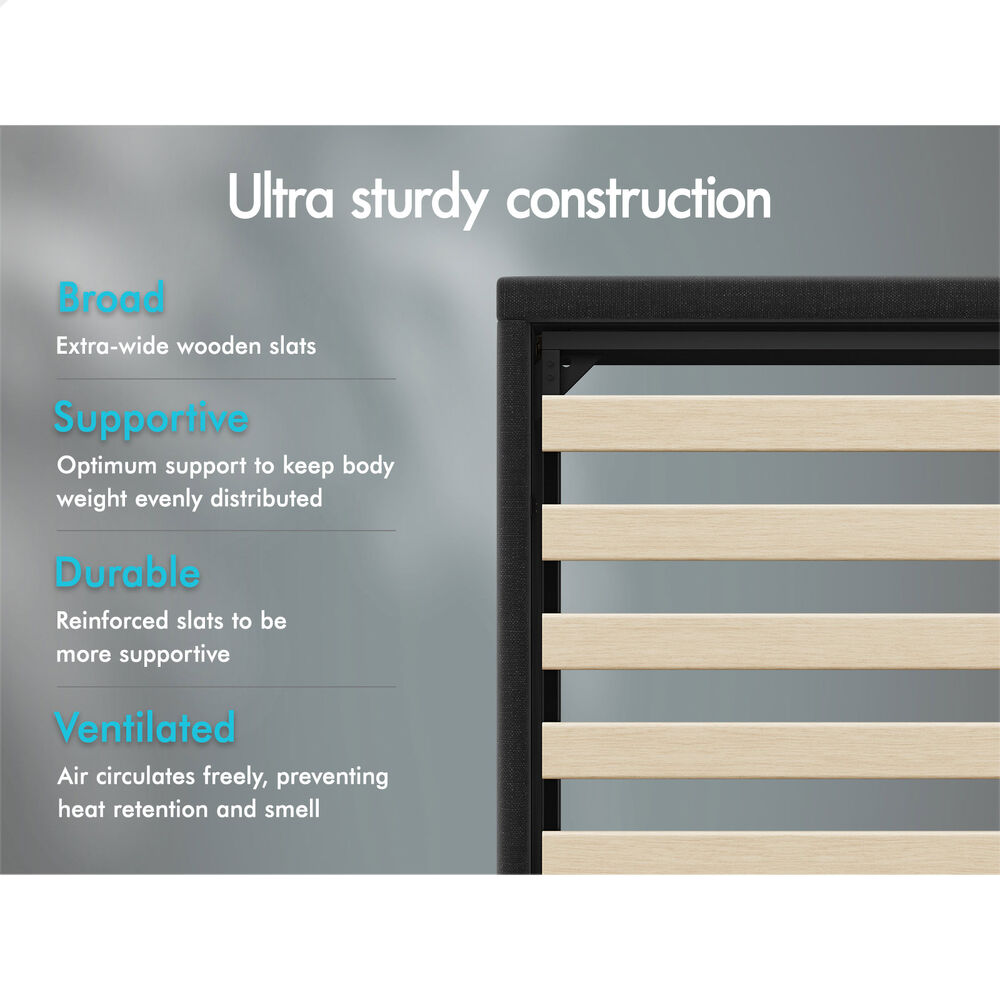 ALFORDSON Bed Frame King Size Platform RGB LED Gas Lift Base Storage Charcoal
