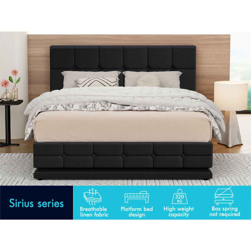 ALFORDSON Bed Frame Queen Size Platform RGB LED Gas Lift Base Storage Charcoal