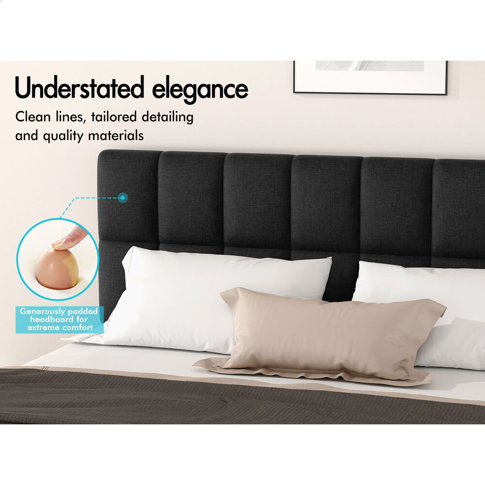 ALFORDSON Bed Frame Double Size Grid Tufted Gas Lift Storage Charcoal Gromit
