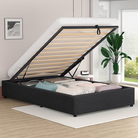 ALFORDSON Bed Frame Single Size Gas Lift Storage Mattress Base Charcoal WILBUR
