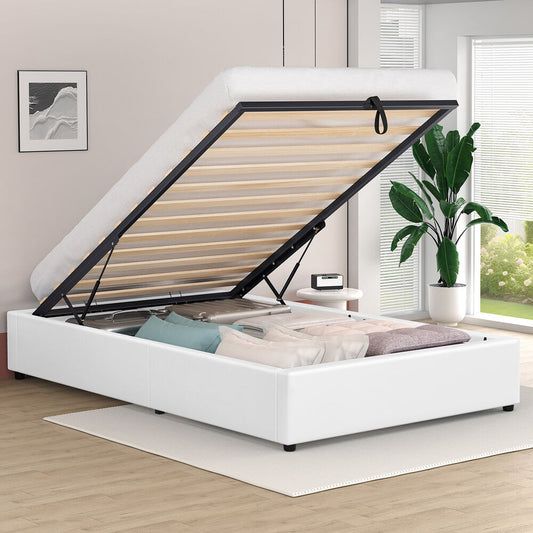 ALFORDSON Bed Frame Single Size Gas Lift Storage Mattress Base White WILBUR