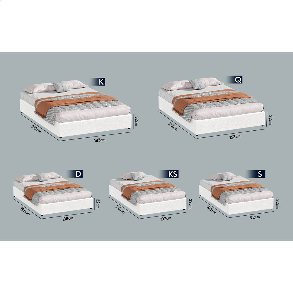 ALFORDSON Bed Frame Double Size Gas Lift Storage Mattress Base Boucle BARLOW