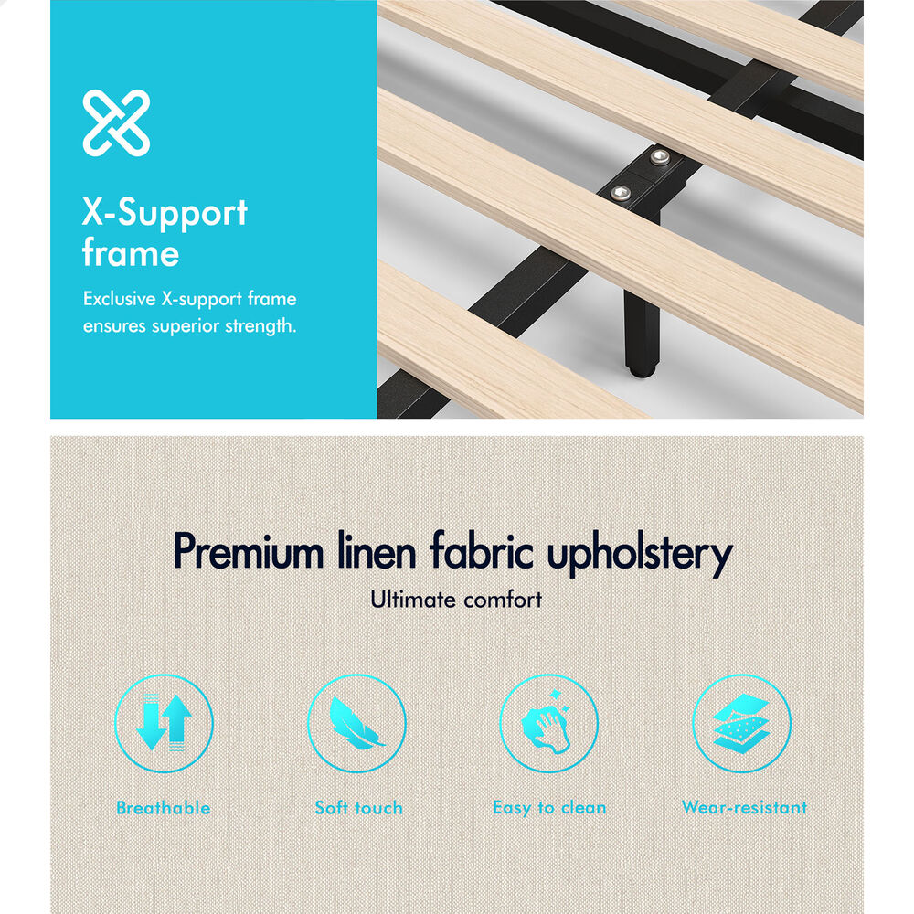 ALFORDSON Bed Frame Double Size Gas Lift Storage Mattress Base Beige BARLOW