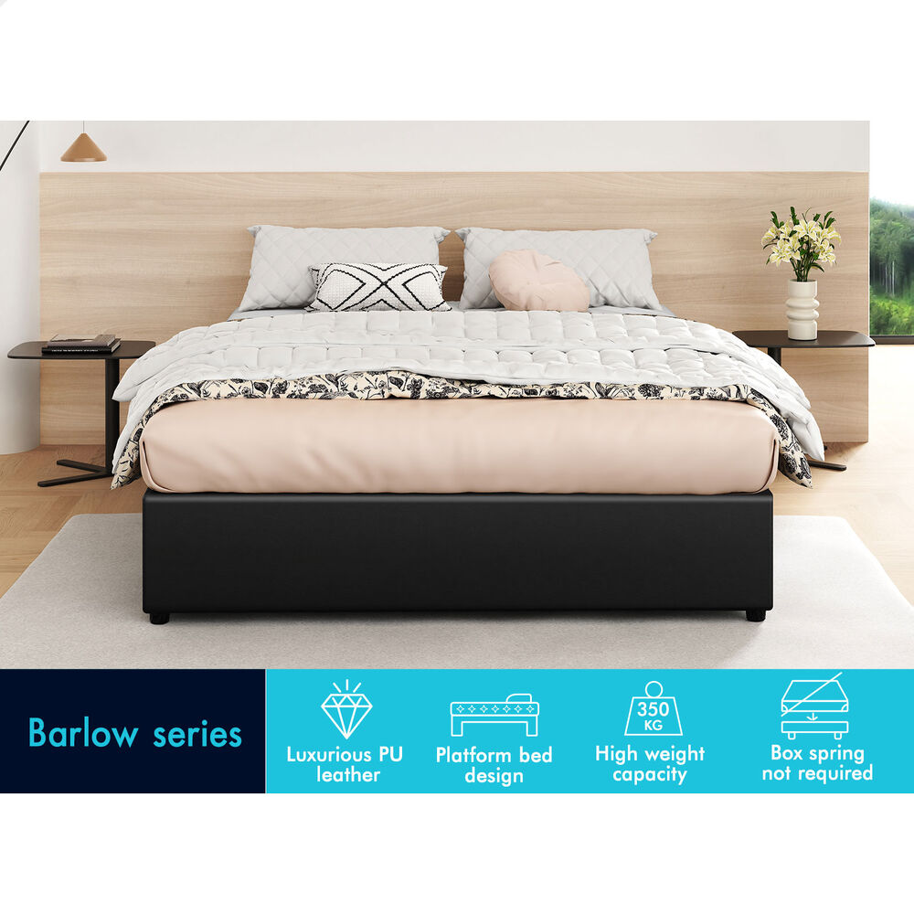 ALFORDSON Bed Frame King Size Gas Lift Storage Mattress Base Black BARLOW