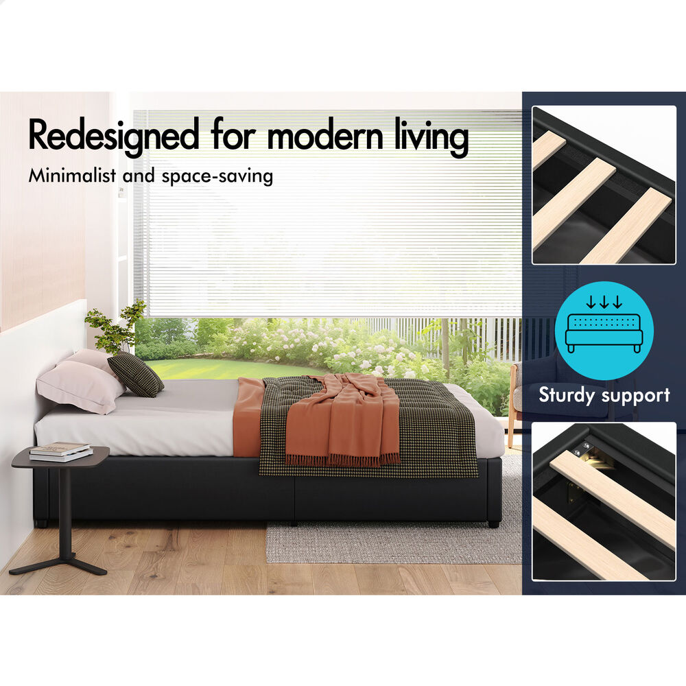 ALFORDSON Bed Frame King Size Gas Lift Storage Mattress Base Black BARLOW