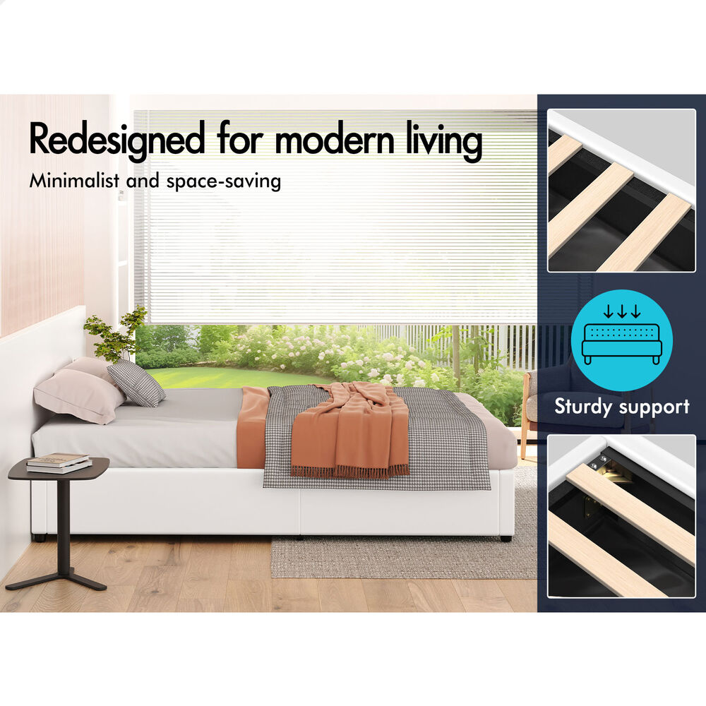 ALFORDSON Bed Frame King Size Gas Lift Storage Mattress Base White BARLOW