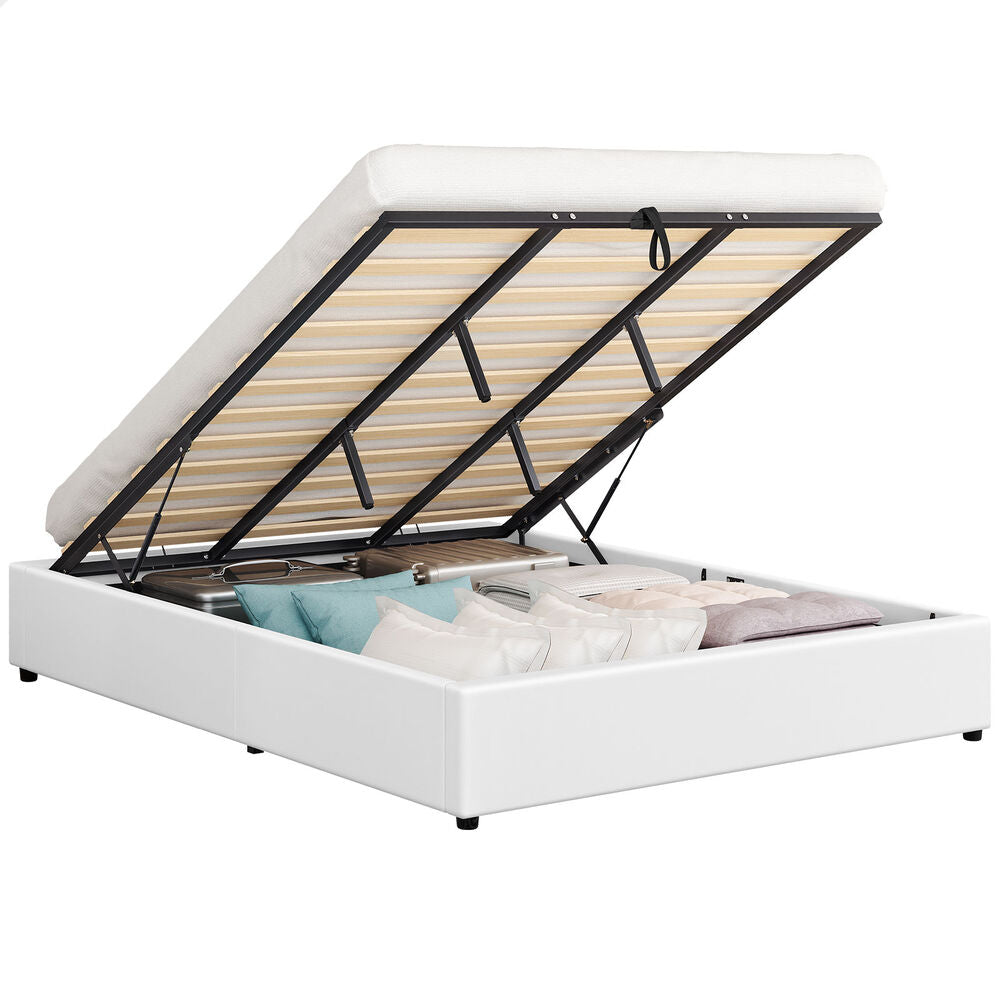 ALFORDSON Bed Frame King Size Gas Lift Storage Mattress Base White BARLOW