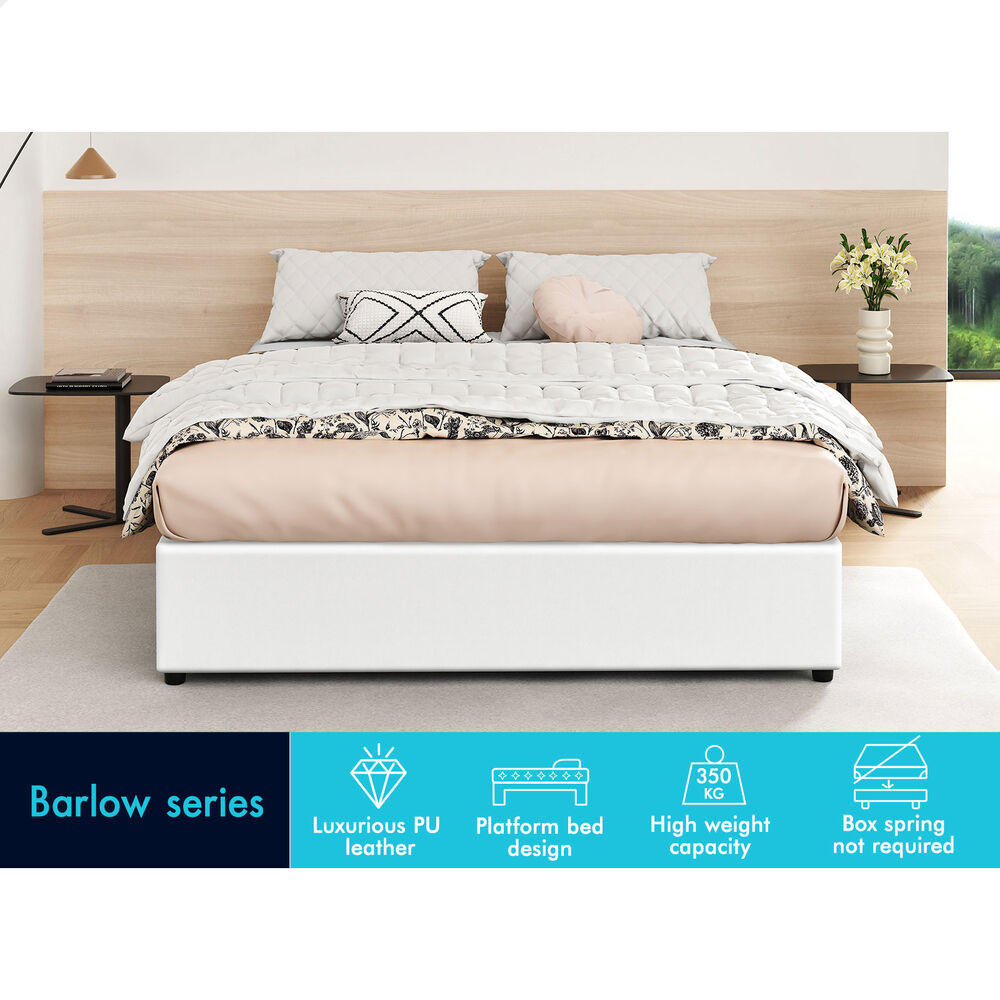 ALFORDSON Bed Frame King Size Gas Lift Storage Mattress Base White BARLOW