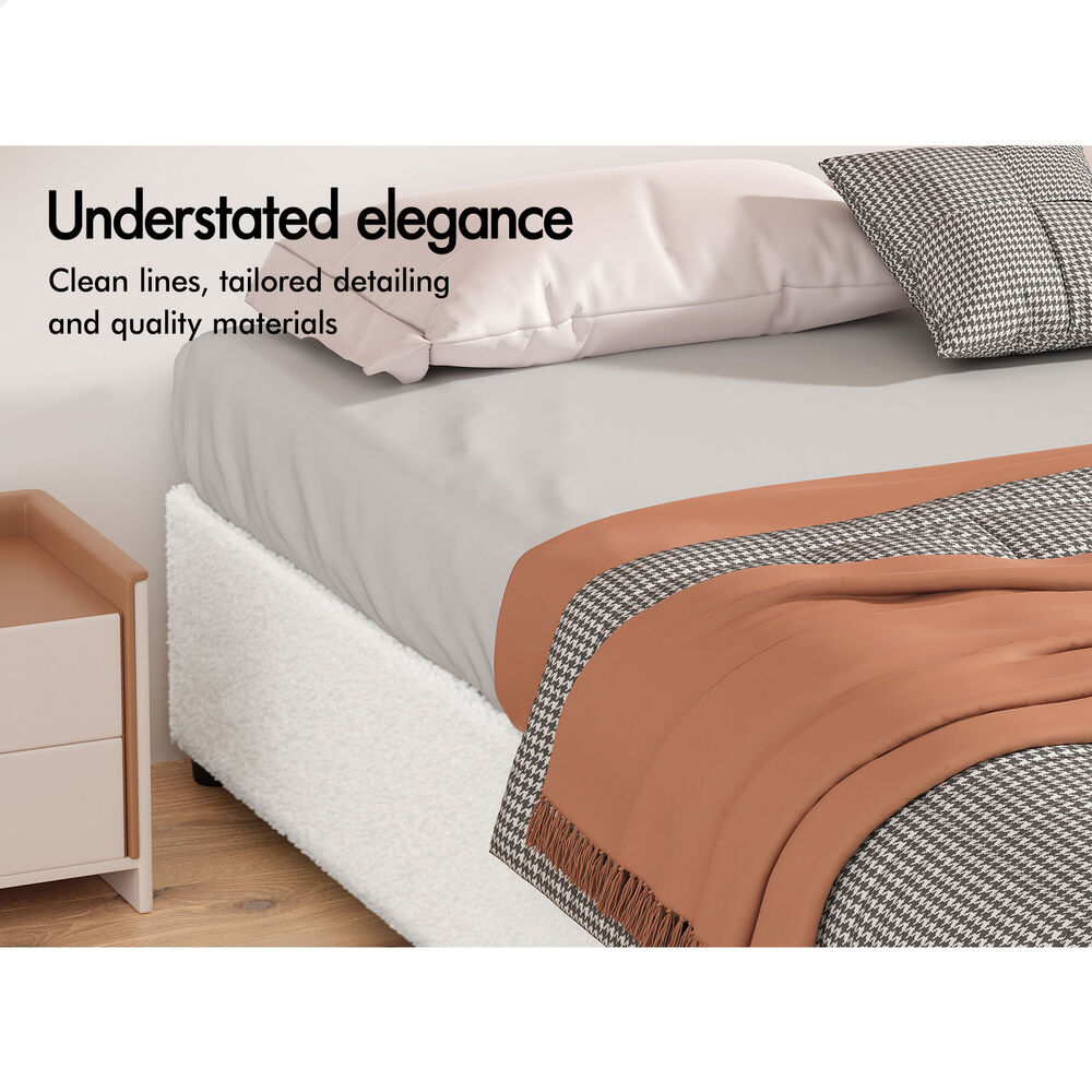 ALFORDSON Bed Frame King Single Gas Lift Storage Mattress Base Boucle BARLOW