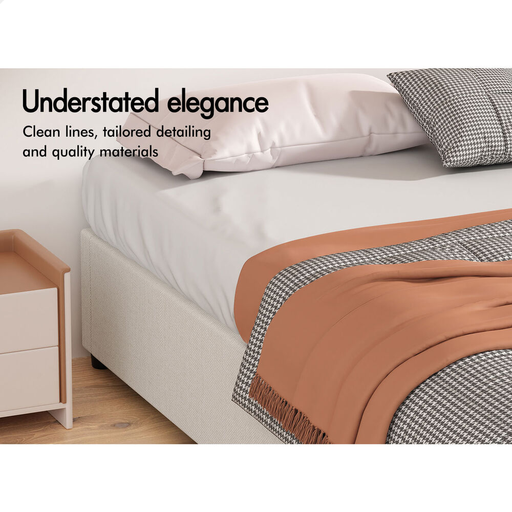 ALFORDSON Bed Frame King Single Gas Lift Storage Mattress Base Beige BARLOW