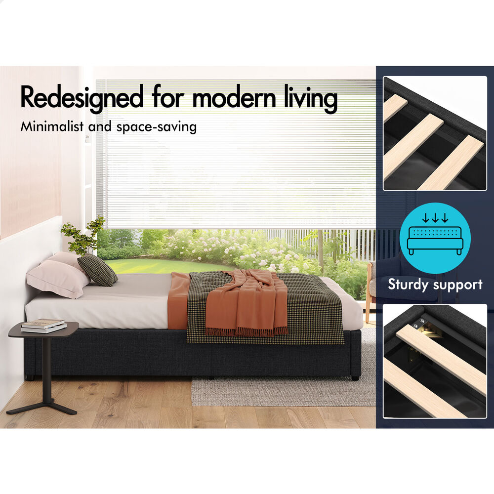 ALFORDSON Bed Frame King Single Gas Lift Storage Mattress Base Charcoal BARLOW