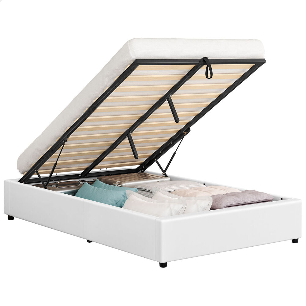 ALFORDSON Bed Frame King Single Gas Lift Storage Mattress Base White BARLOW