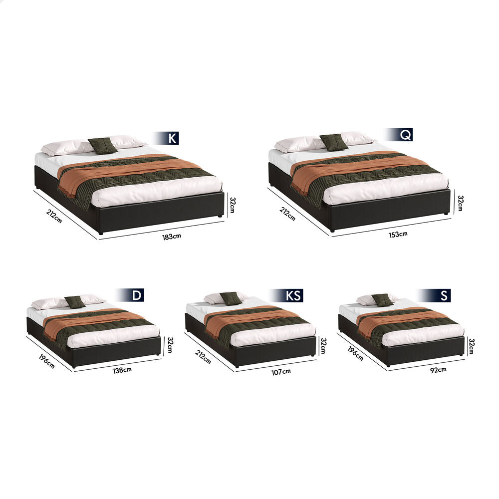 ALFORDSON Bed Frame Queen Size Gas Lift Storage Mattress Base Black BARLOW