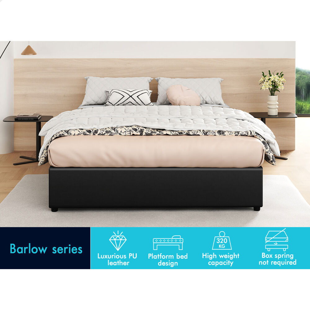 ALFORDSON Bed Frame Queen Size Gas Lift Storage Mattress Base Black BARLOW
