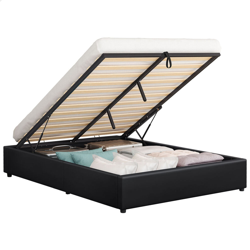 ALFORDSON Bed Frame Queen Size Gas Lift Storage Mattress Base Black BARLOW