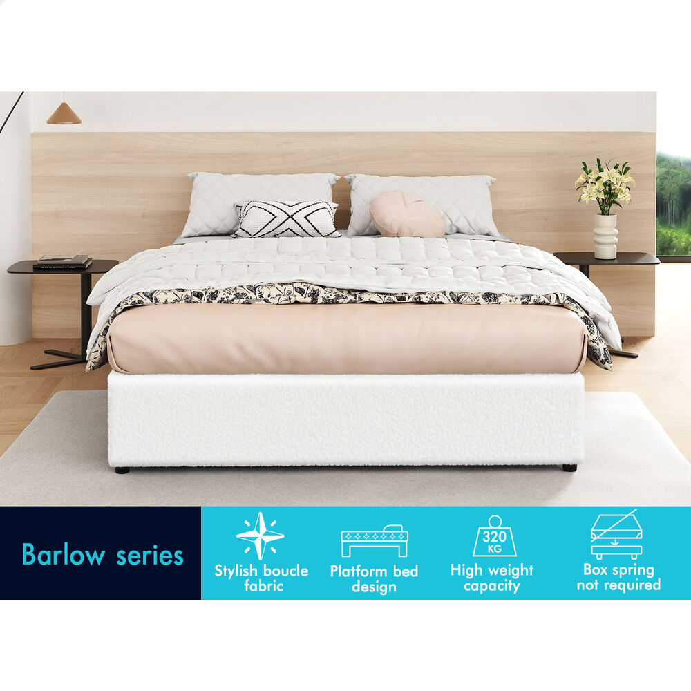 ALFORDSON Bed Frame Queen Size Gas Lift Storage Mattress Base Boucle BARLOW